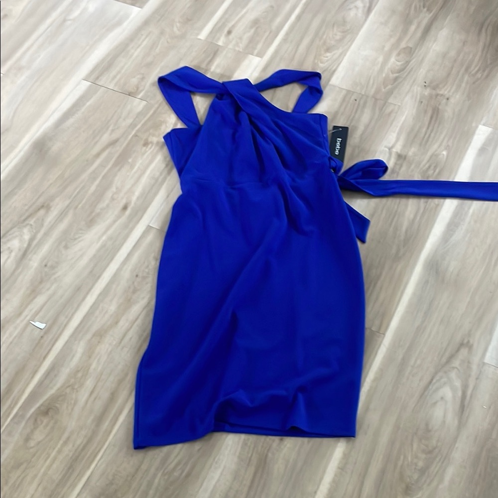 Bebe Blue Halter Tie Front Sundress Cocktail